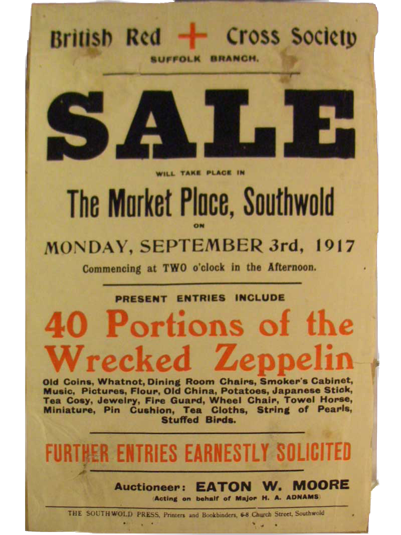 Poster advertising auction of fragments of zeppelin wreck