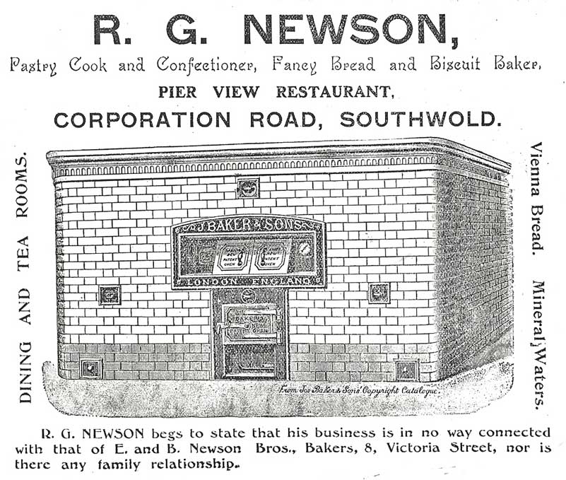 1907 advertisement for Newson's bakery and restaurant