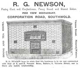 1907 advert for Newson's Pier View Restaurant