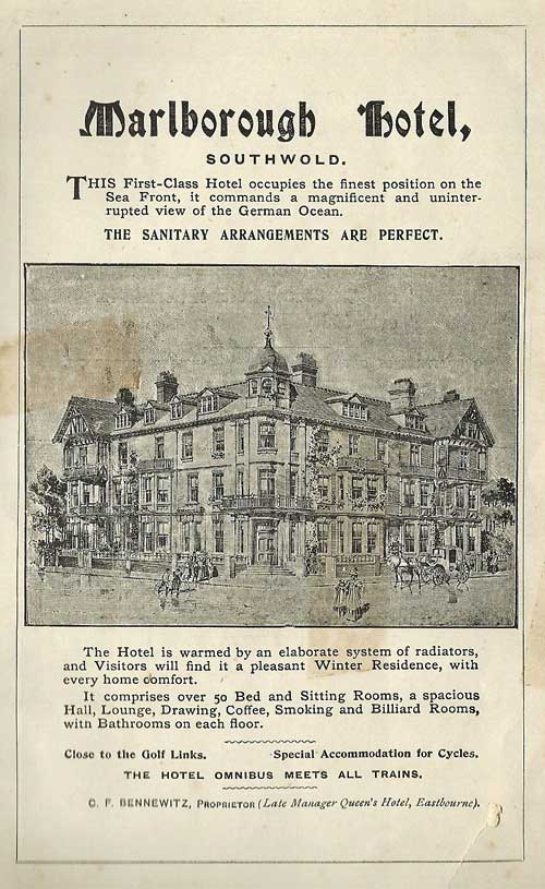 1900 Advertisement for Marlborough Hotel